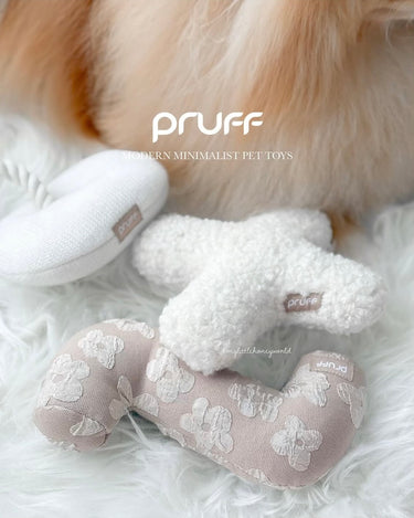 Modern minimalist dog toys. Neutral tone pet toys. 