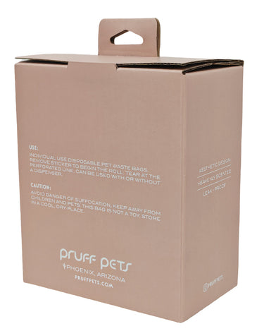 Modern Minimalist Pet Waste Bags. Neutral colored dog poop bags by Pruff Pets.